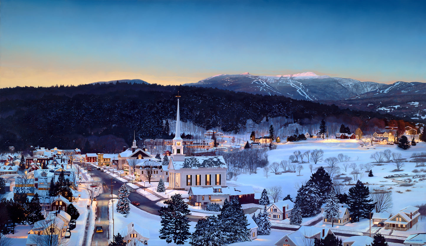 Stowe with Last Light on Mt. Mansfield